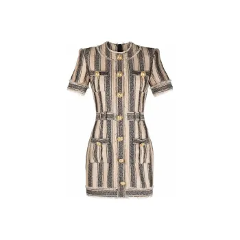 BALMAIN Short Sleeved Dresses Women's Light Umber