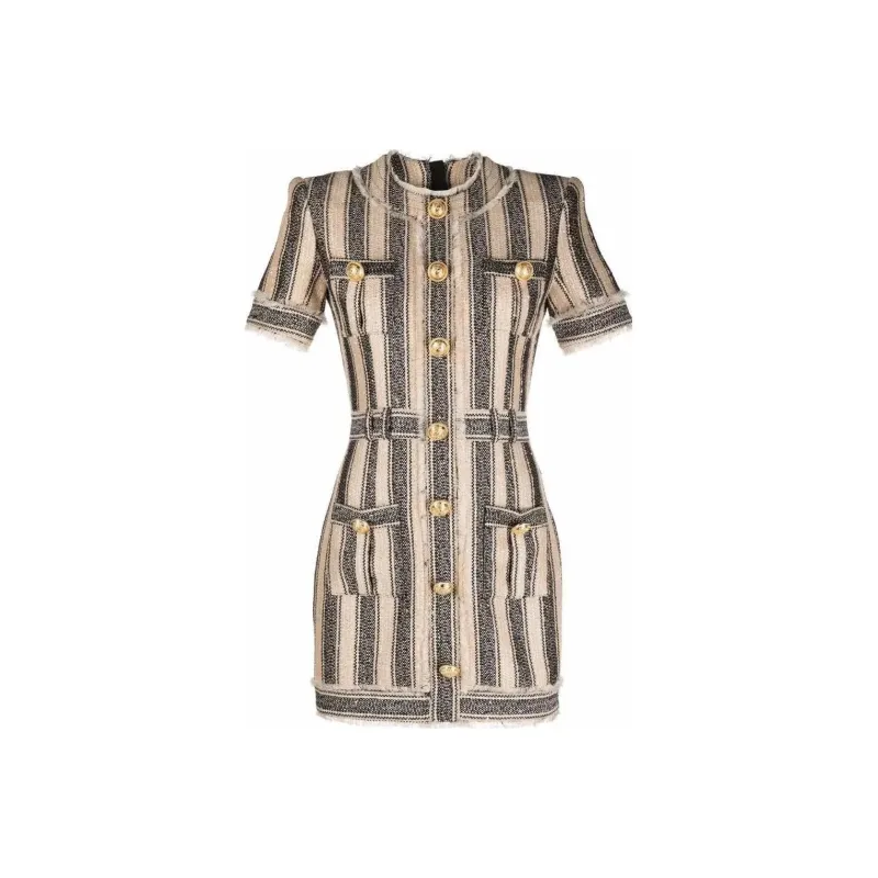 BALMAIN Short Sleeved Dresses Women's Light Umber-0