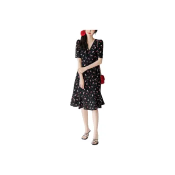 【dme】 Short Sleeved Dress Women's Black