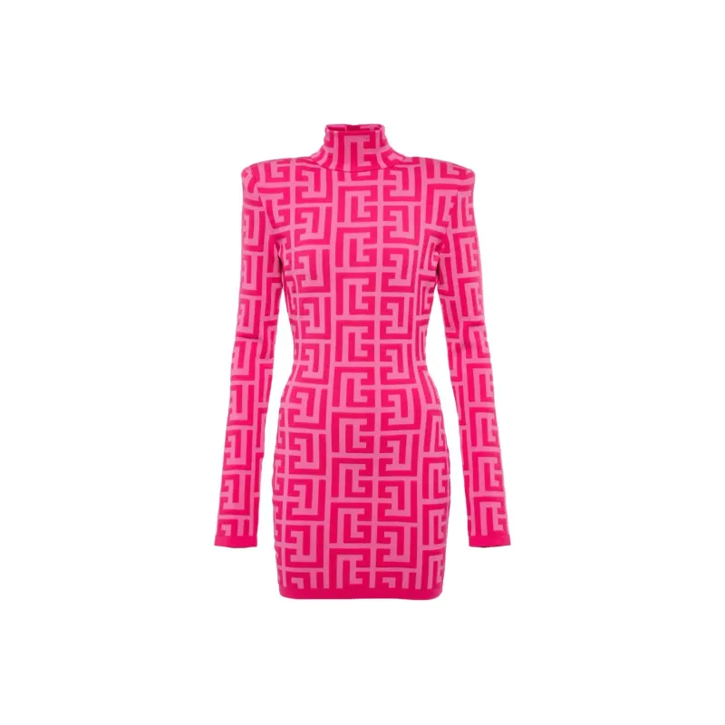 BALMAIN X Barbie Short Dress With Light Pink BALMAIN Monogram-0