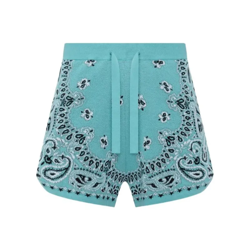 AMIRI Bandana-intarsia Knitted Shorts-0