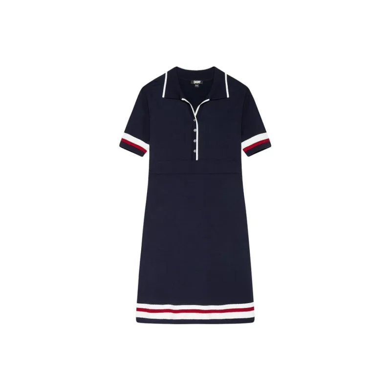 DKNY Short Sleeved Dress Women's Navy Blue-0
