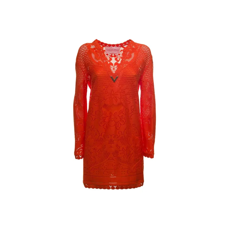 Valentino Long-Sleeved Dresses Women's Red-0