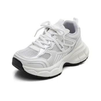 HUANQIU Cushioning Support Height Increasing Low Top Chunky Sneakers Women's White