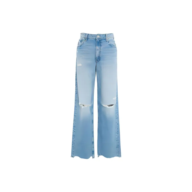 MOTHER High Waisted Spinner Zip Heel Chew Jeans Women's Light Blue-0