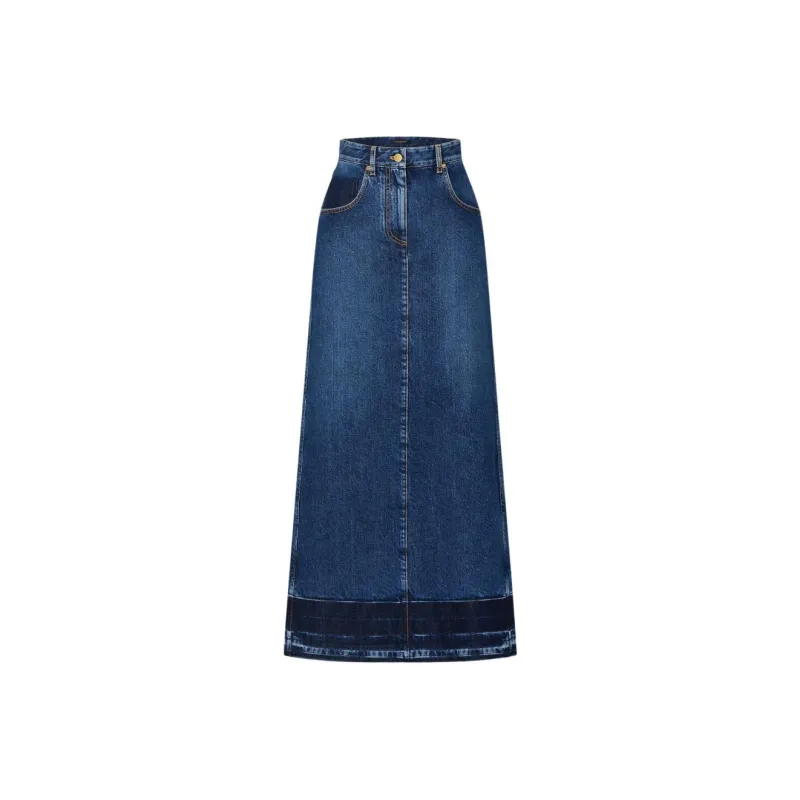 LOUIS VUITTON Washed Raw Denim Skirt-0