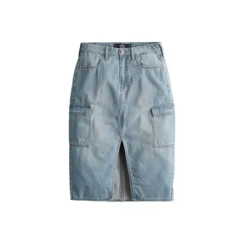 Hollister Denim Long Skirts Women's Medium Washed Color