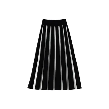 SOON FLOWER Knit Long Skirts Women's Black White