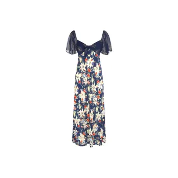 Rixo Floral Printed Short Sleeved Midi Dress