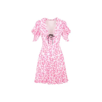 MIU MIU SS22 Short Sleeved Dress Women's Pink