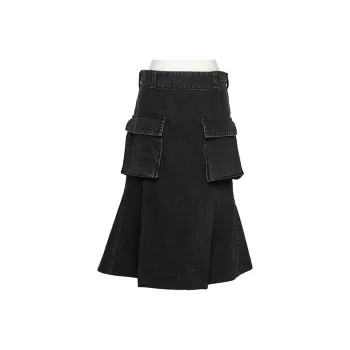 Sacai SS24 Denim Long Skirts Women's Black