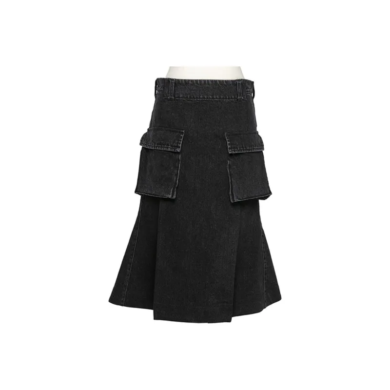 Sacai SS24 Denim Long Skirts Women's Black-0