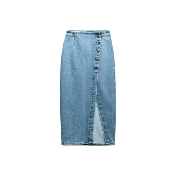 ZARA Denim Long Skirts Women's Medium Blue