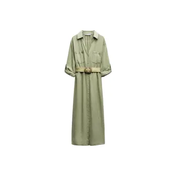 ZARA Long Sleeved Dress Women's Khaki
