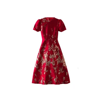 JINYE ORIENTAL Short Sleeved Dresses Summer Women's Red