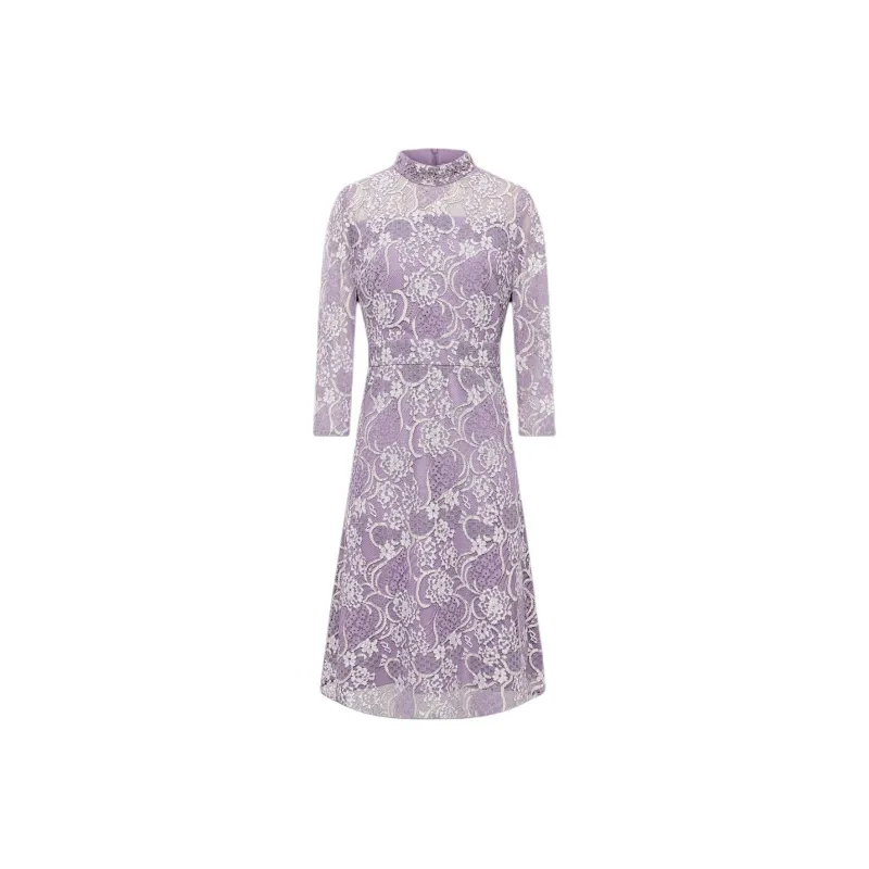 BBLLUUEE Long Sleeved Dress Women's Mist Purple-0