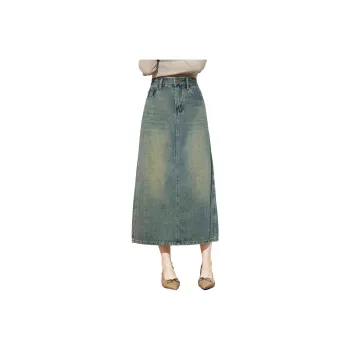 SMEN Denim Long Skirts Women's Denim Blue