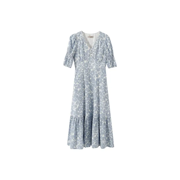 YUMOMO STAR Short Sleeved Dresses Women's Ice Sea Blue-0