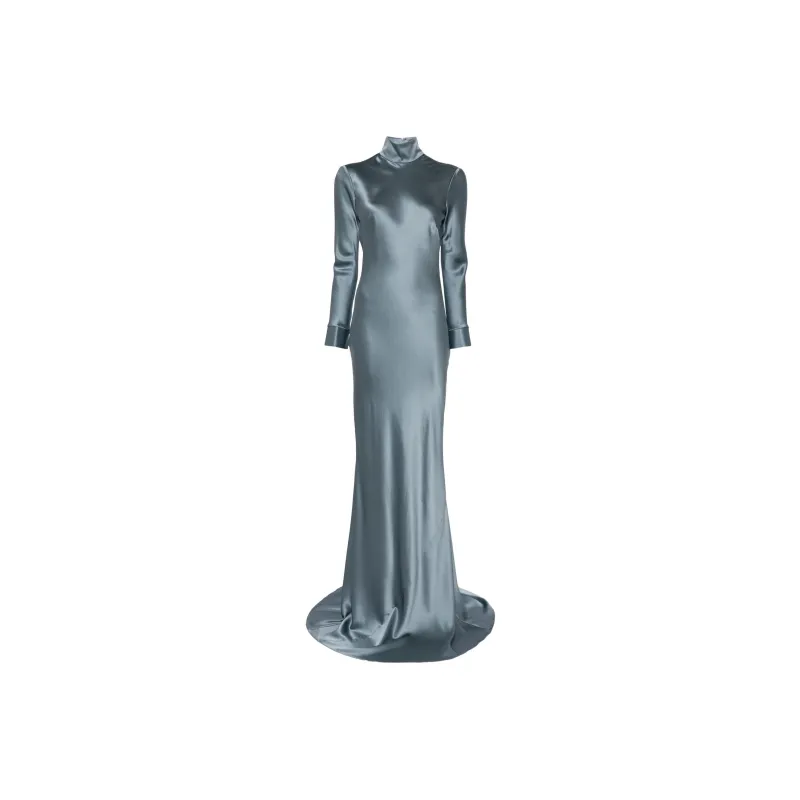 Michelle Mason Long Sleeve Silk Gown-0