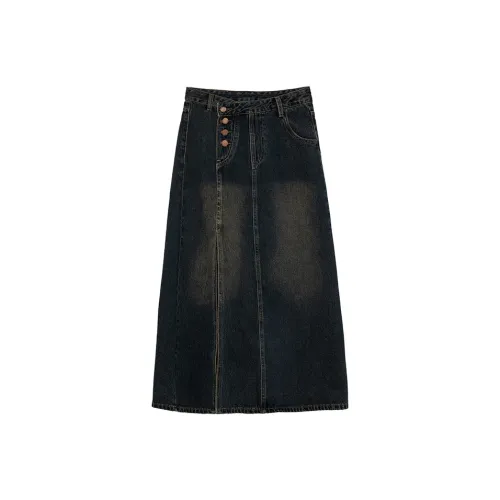 eggka Denim Long Skirts Women's Gray Blue