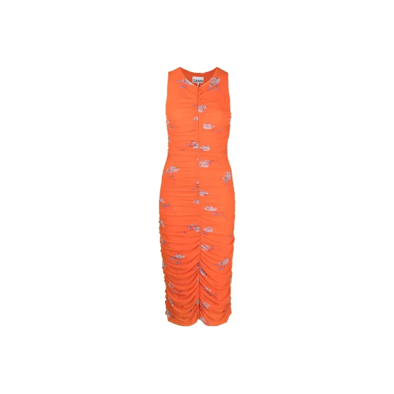 GANNI Sleeveless Dresses Women's Orange-0