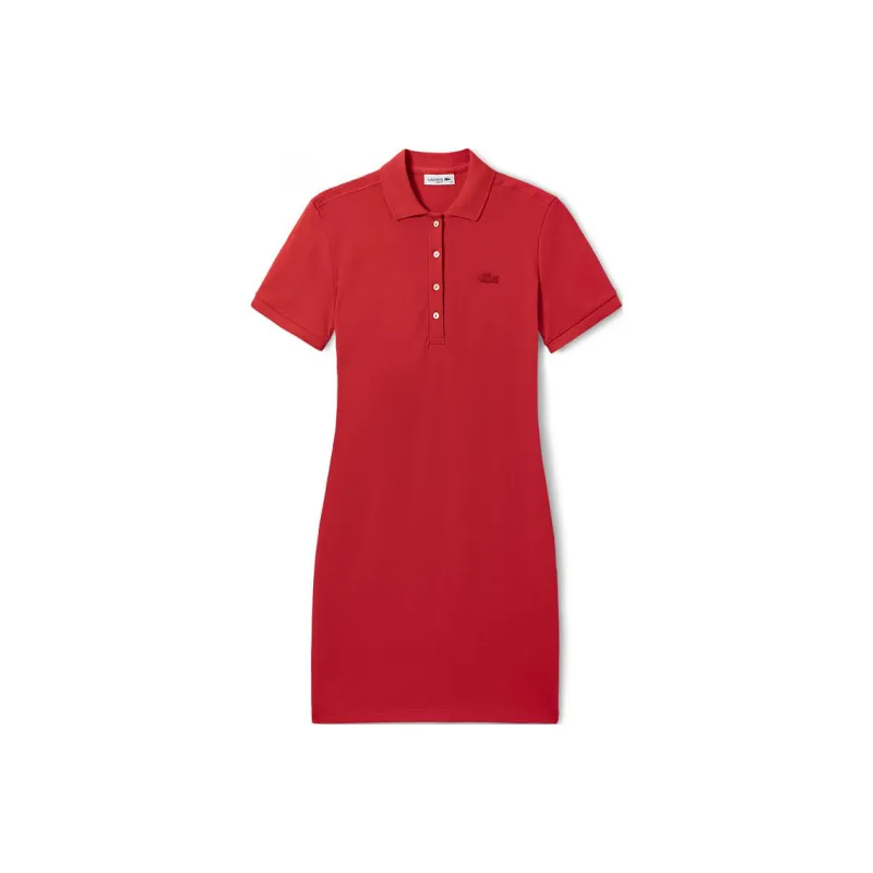 LACOSTE Short Sleeved Dress Women's Orange Red-0