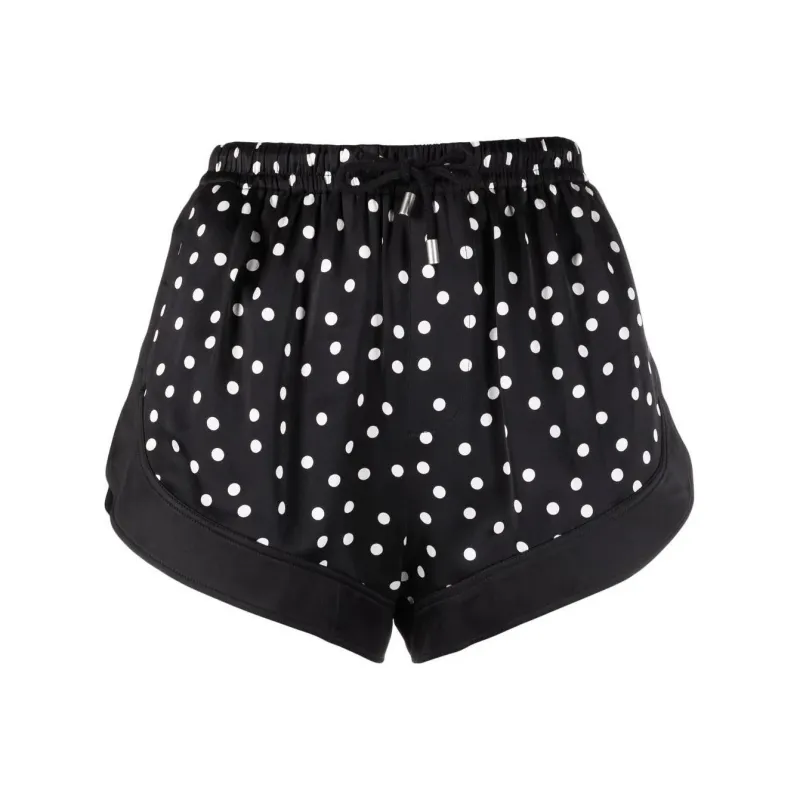 SAINT LAURENT High waist Polka dot Silk Shorts-0