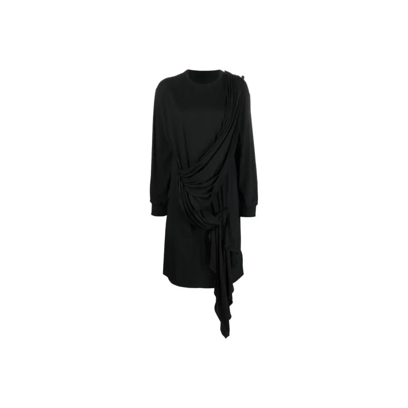 MM6 Maison Margiela Crewneck Draped Jumper Mini Dress-0