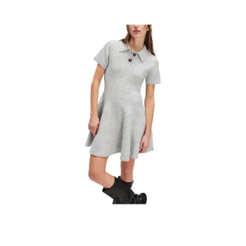 FREE PEOPLE Bardot Lexter Knit Dress Short-Sleeved Dresses Women's Dove Grey/Dove Gray