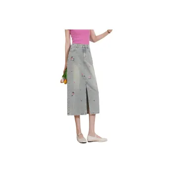 LOUISY AO Denim Long Skirts Women's Light Blue
