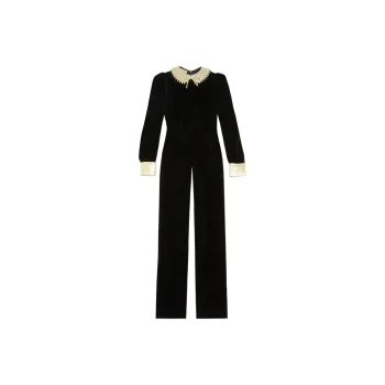 GUCCI Velvet Beaded collar Jumpsuit