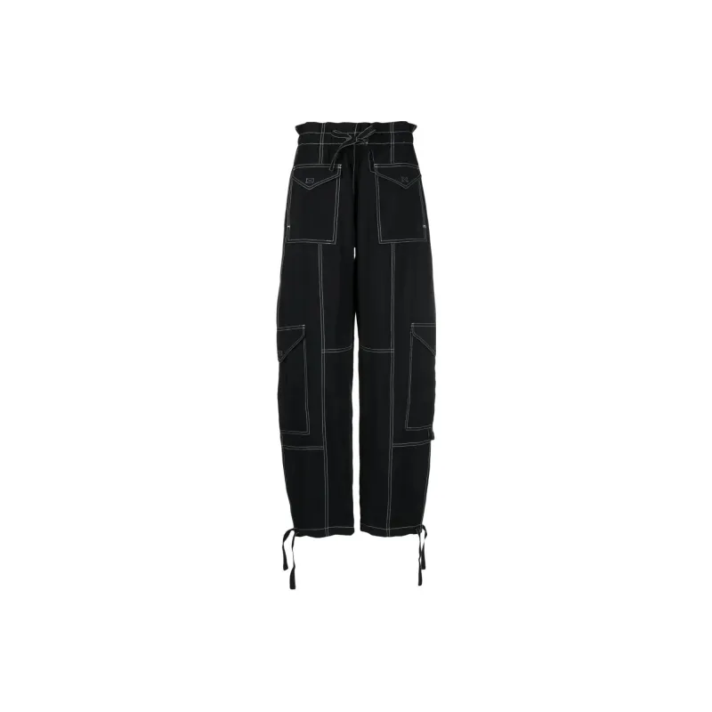 GANNI Topstitch Drawstring Hem Cargo Pants-0