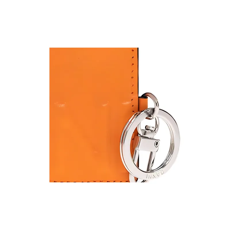 GANNI Smooth Matte Leather Wallet, Coin Purse, Card Holder Women's Orange-5