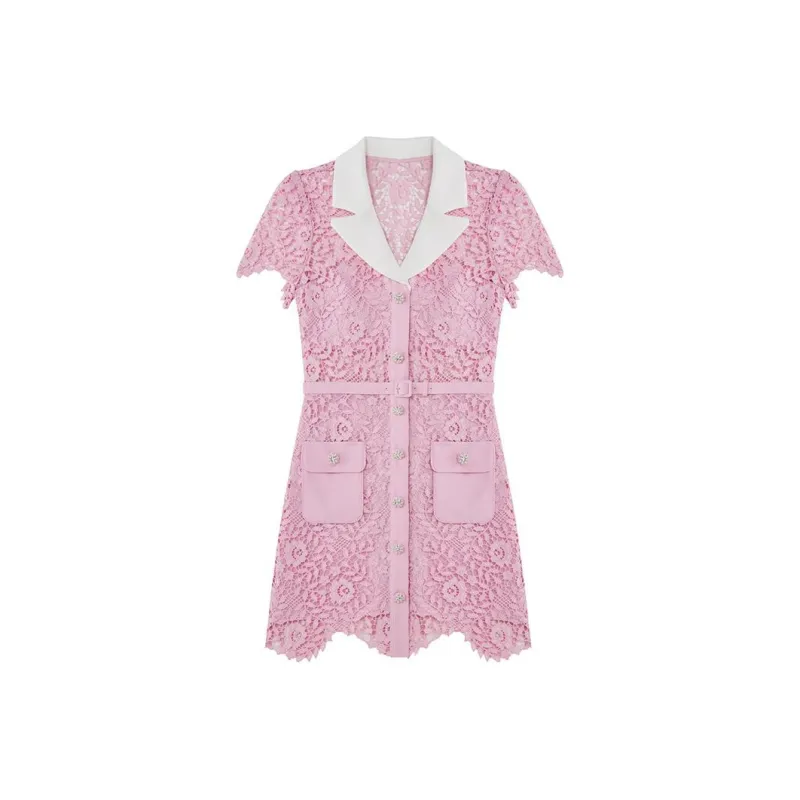 Self portrait Short Sleeved Dresses Women's Pink-0