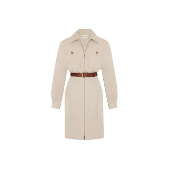 SAINT LAURENT Long Sleeved Dress Women's Khaki