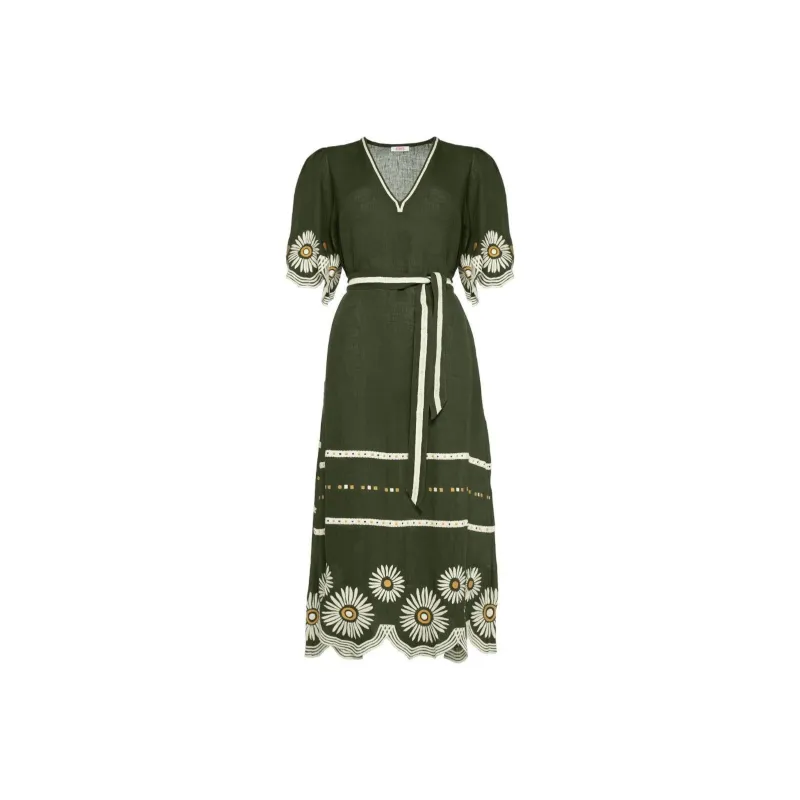 Eres Hortense Floral embroidered Linen Dress-0