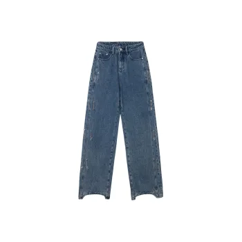 MEETLADY Straight Jeans Women's Blue
