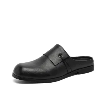 Xiwencha Rubber Sole Slip Resistant Closed Toe Slippers Men's Black