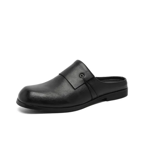 Xiwencha Rubber Sole Slip Resistant Closed Toe Slippers Men's Black