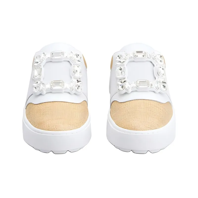 Roger Vivier Very Vivier Wrap toe Slippers Women's White Yellow-2