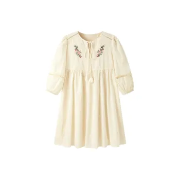 LEDIN Short Sleeved Dresses Women's Beige Yellow