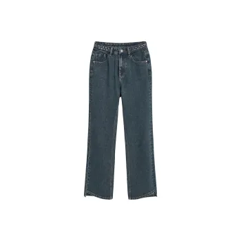 MEETLADY Straight Jeans Women's Vintage Blue