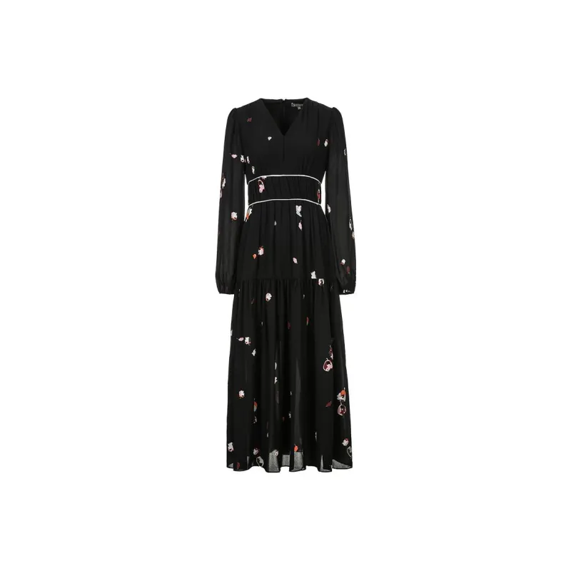 MeetMetro Long Sleeved Dresses Women's Black-0
