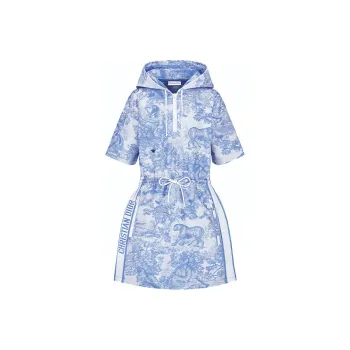DIOR Dior Quarterly New Products SS22 Short Sleeved Dresses Women's Blue