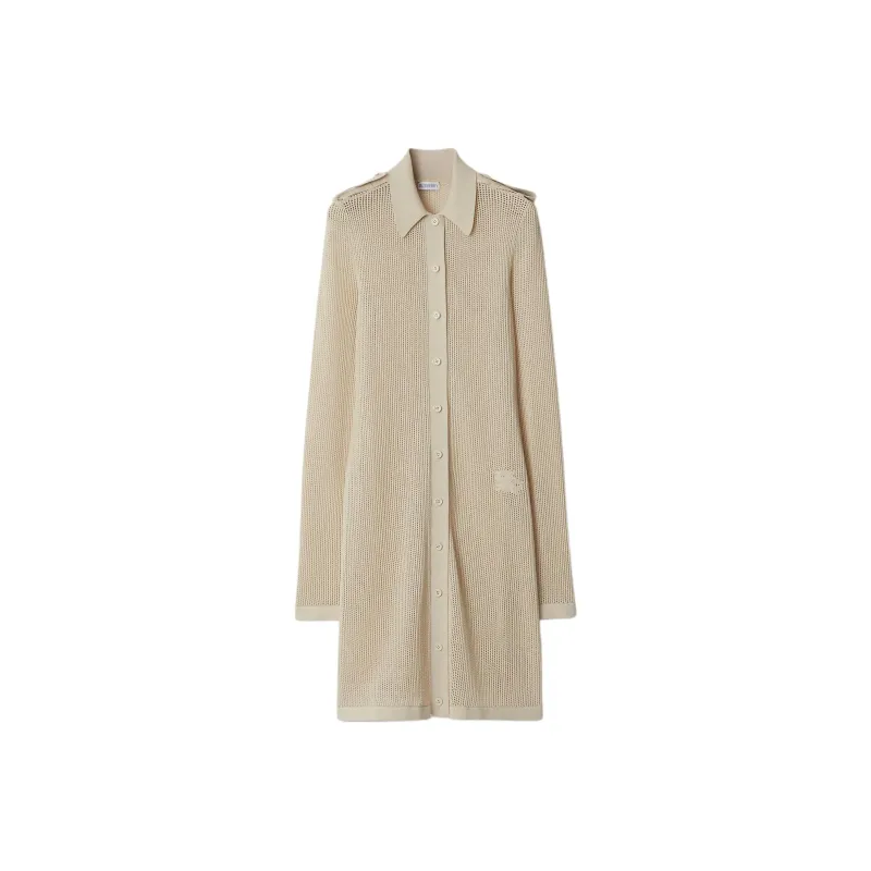 Burberry Long-Sleeved Dresses Women's Beige-0