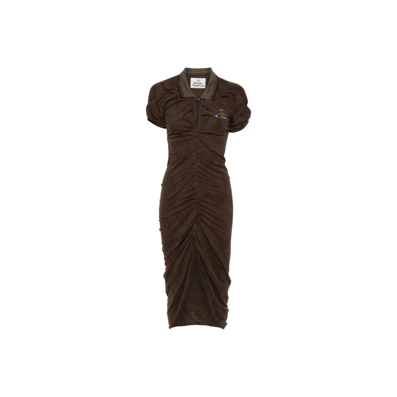 Vivienne Westwood Logo Embroidered Pulling Midi Dress-0
