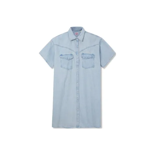 Levis Short Sleeved Dresses Women's Blue
