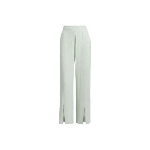 Adidas Lounge LOUNGE WIDE LEG KNIT JOGGERS Casual Pants Women's Light Green