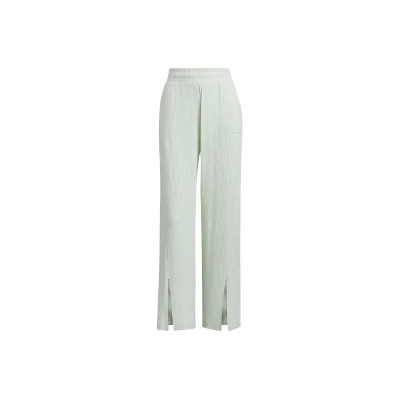 Adidas Lounge LOUNGE WIDE LEG KNIT JOGGERS Casual Pants Women's Light Green-0