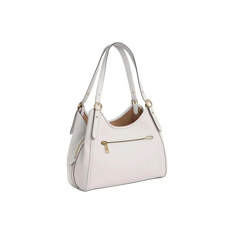 COACH Coated Canvas Shoulder Bag Regular Women's Gold & Chalk-1
